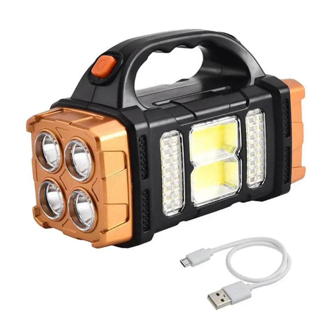 4-in-1 Emergency Flashlight – Solar Powered with Built-in Power Bank