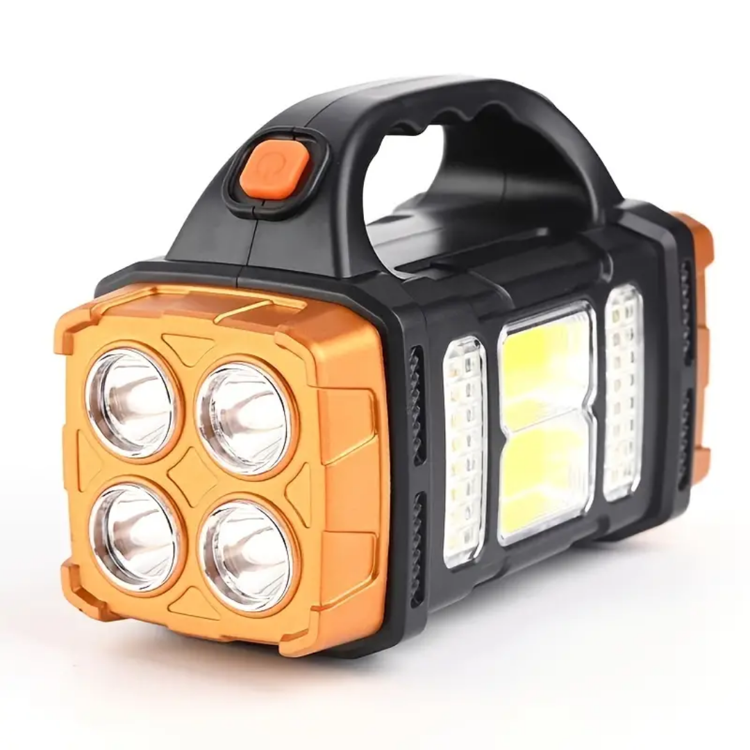 4-in-1 Emergency Flashlight – Solar Powered with Built-in Power Bank
