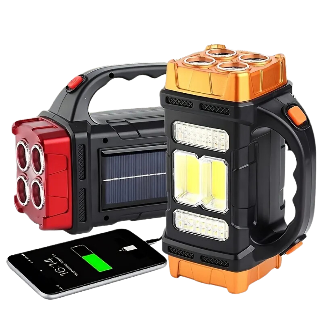 4-in-1 Emergency Flashlight – Solar Powered with Built-in Power Bank