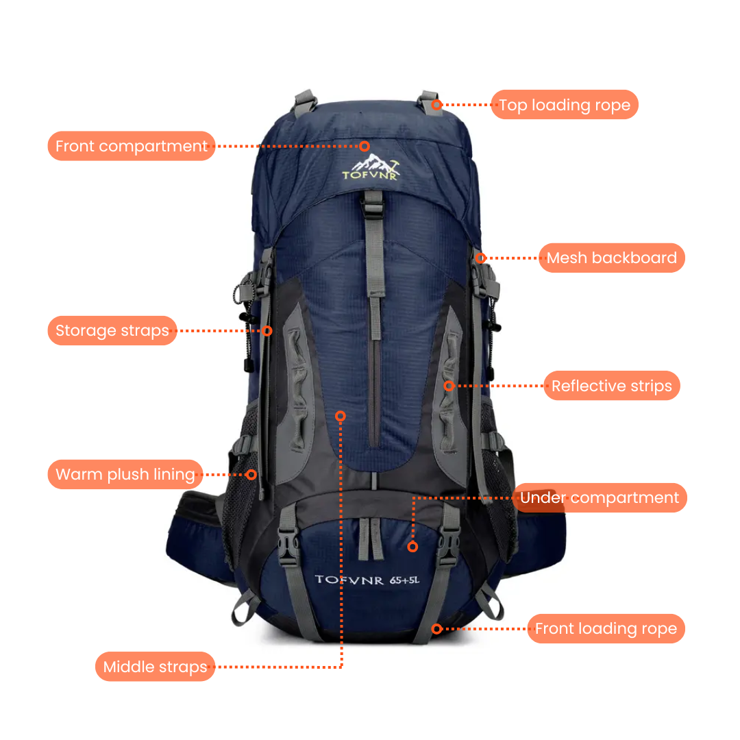 Waterproof 60L Outdoor Backpack – Durable & Spacious for Hiking & Travel