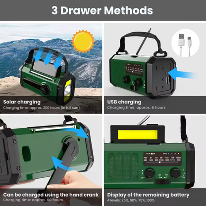 Professional Emergency Radio – Solar & Hand-Crank Powered – Essential for Emergencies