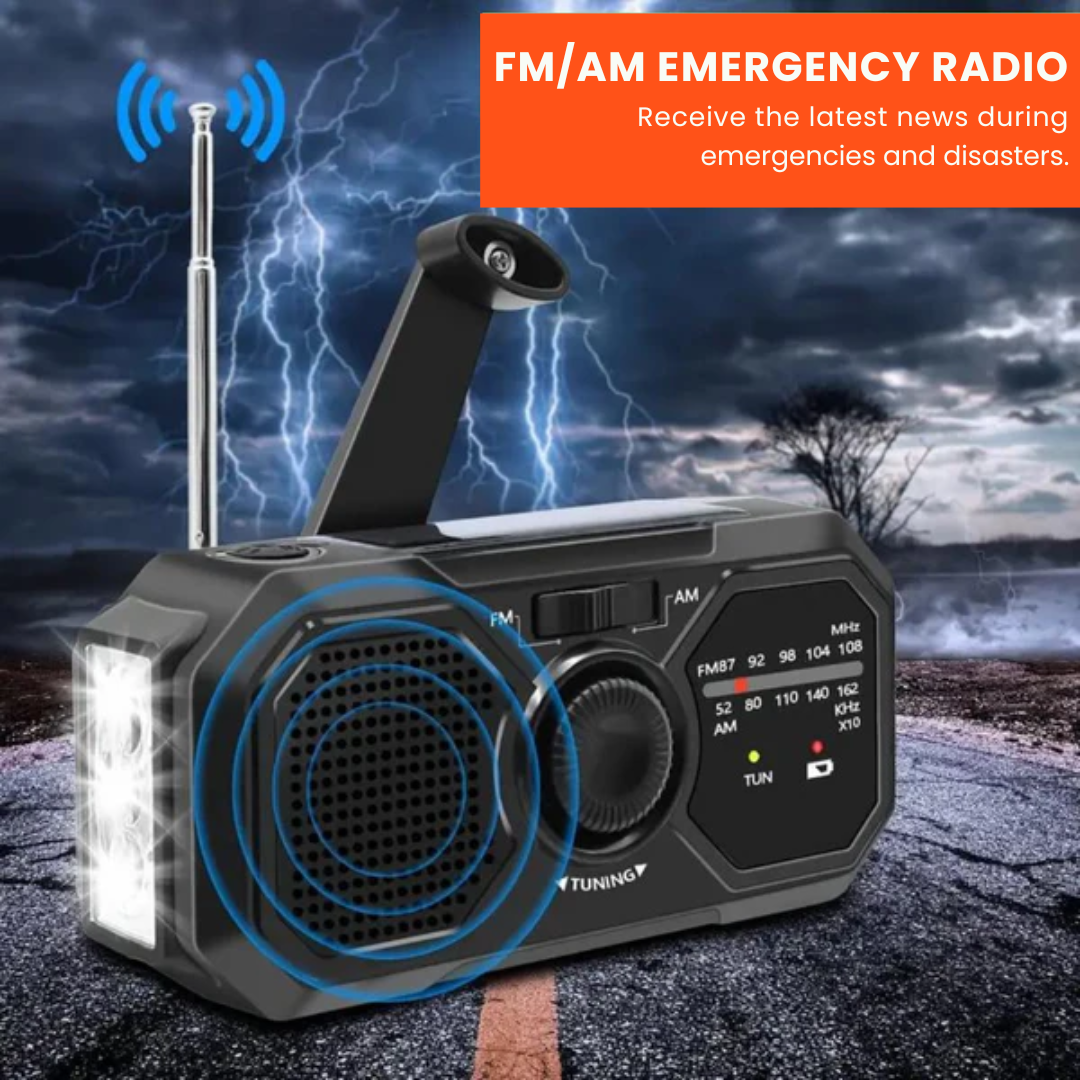 Portable Emergency Radio – Solar & Hand Crank Powered