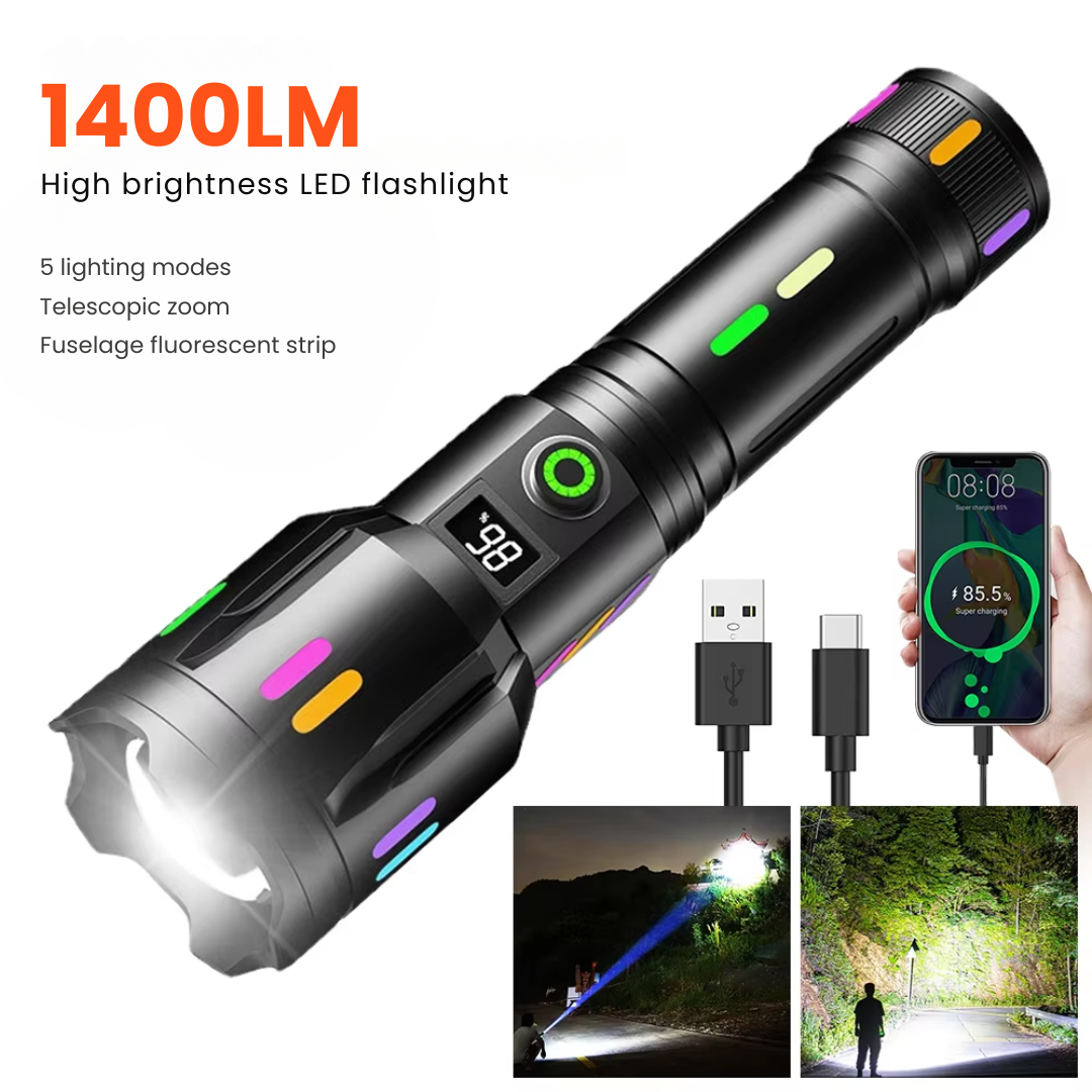 Military-Grade LED Flashlight – Rechargeable – 9000 Lumens