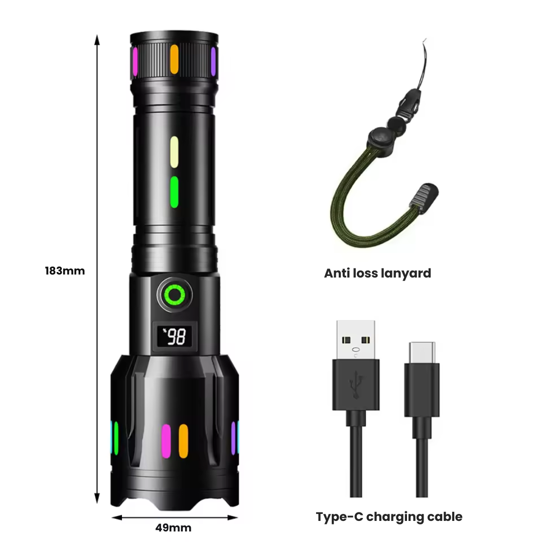 Military-Grade LED Flashlight – Rechargeable – 9000 Lumens