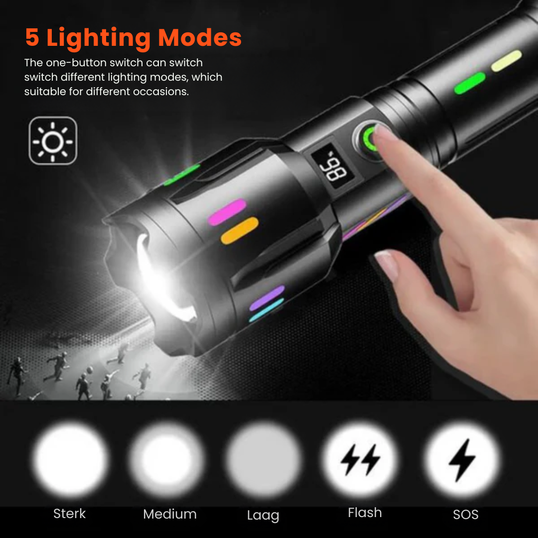 Military-Grade LED Flashlight – Rechargeable – 9000 Lumens