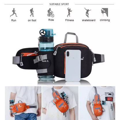 Compact Hiking & Cycling Waist Bag with Water Bottle Holder