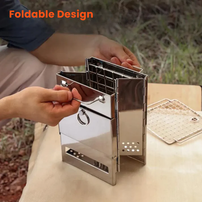 Foldable Stainless Steel Wood Stove – Perfect for Camping & Outdoor Adventures