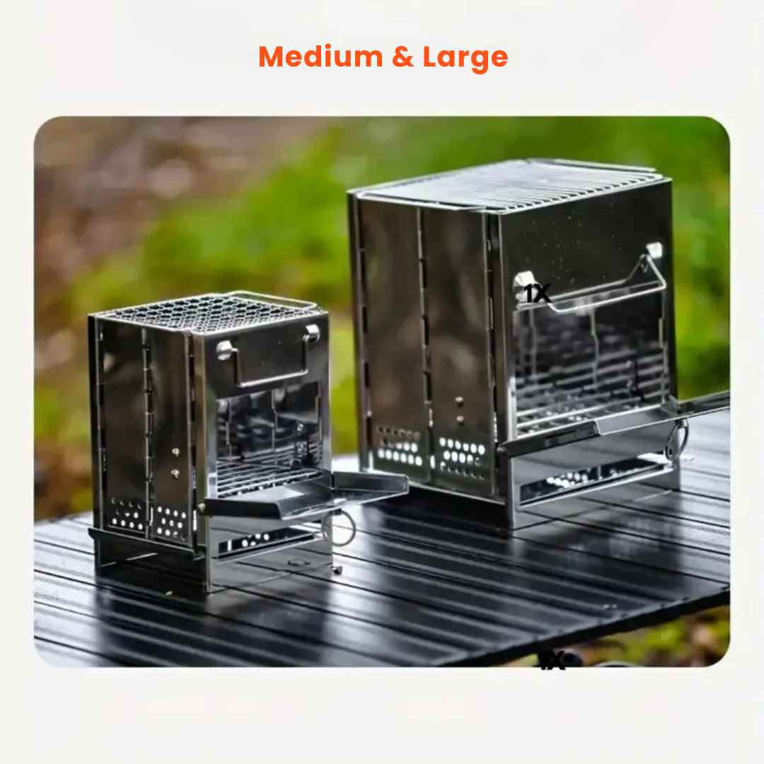 Foldable Stainless Steel Wood Stove – Perfect for Camping & Outdoor Adventures