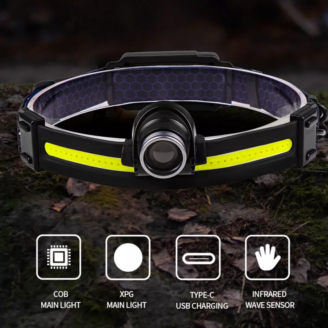 Sensor LED Headlamp – Telescopic, Rechargeable & Waterproof