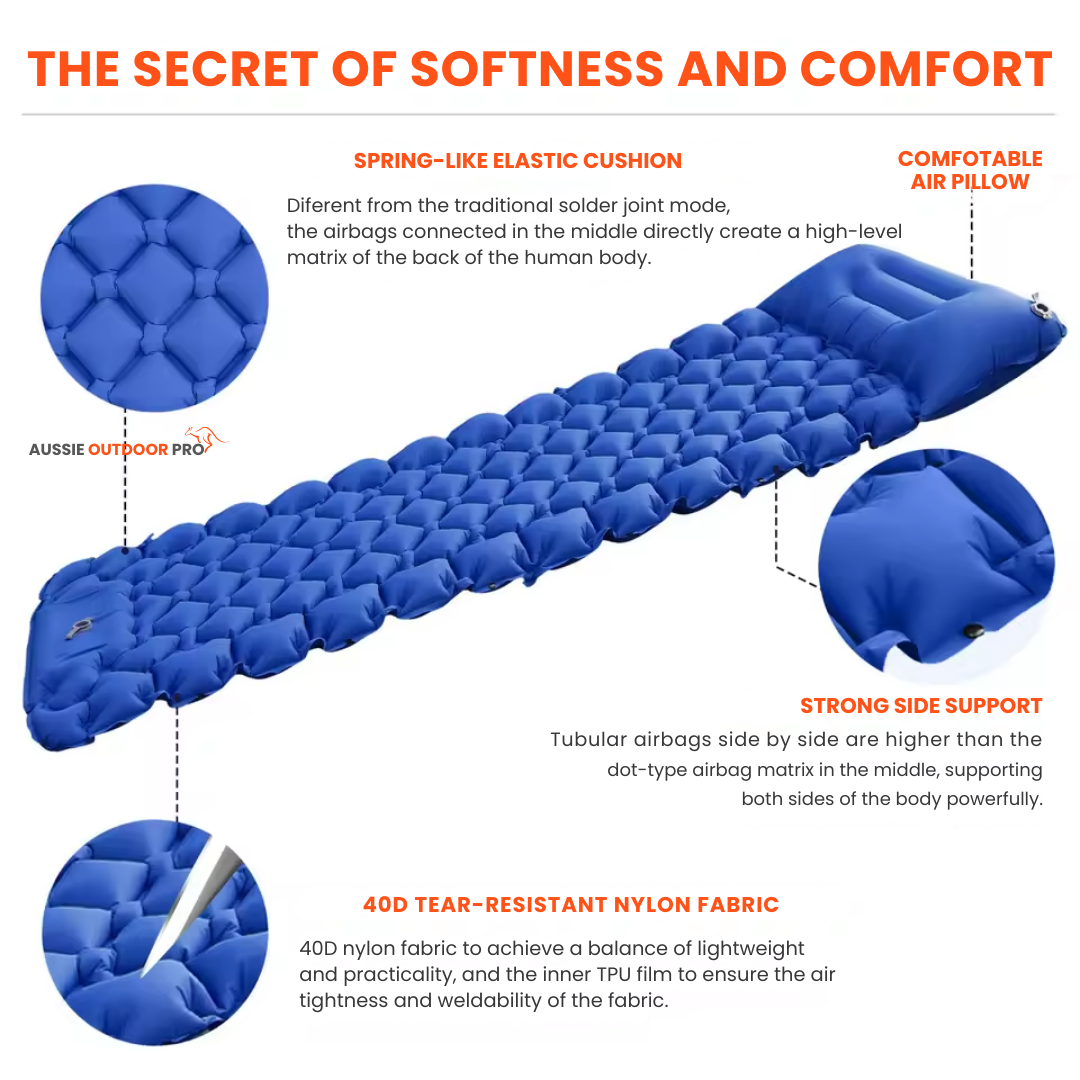 Self-Inflating Air Mattress for Camping – Built-In Pump for Quick Setup