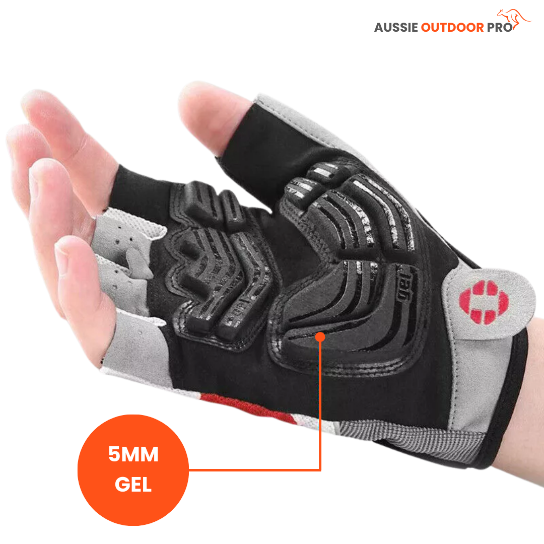 Aussie Outdoor Pro 3D Gel Bike Gloves – Shock Absorbing, Breathable, and Comfortable