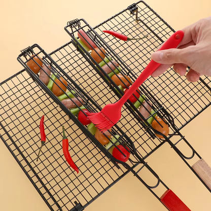 BBQ Grill Basket – Kebab & Vegetable Skewer Grill Tool