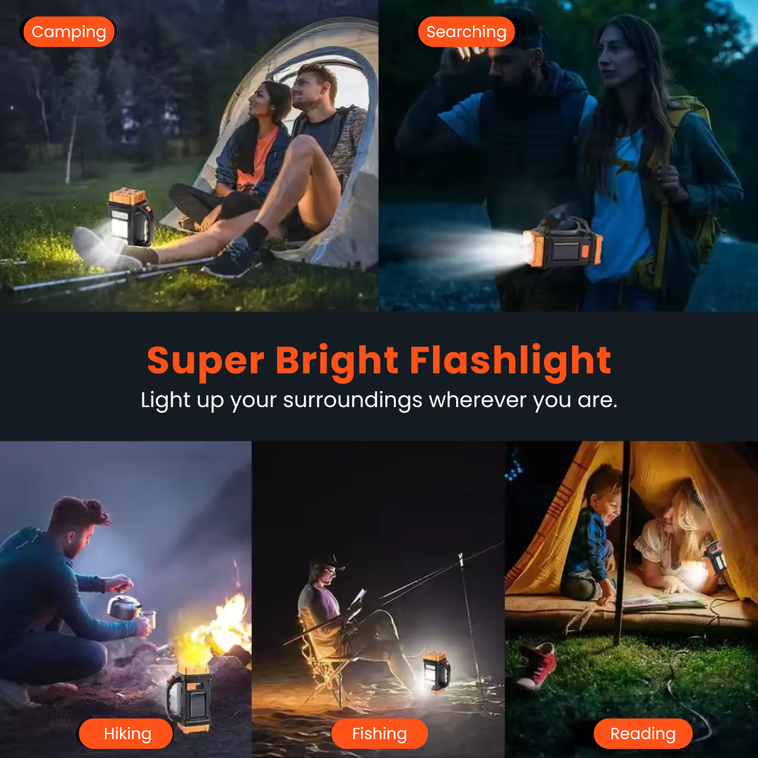 4-in-1 Emergency Flashlight – Solar Powered with Power Bank