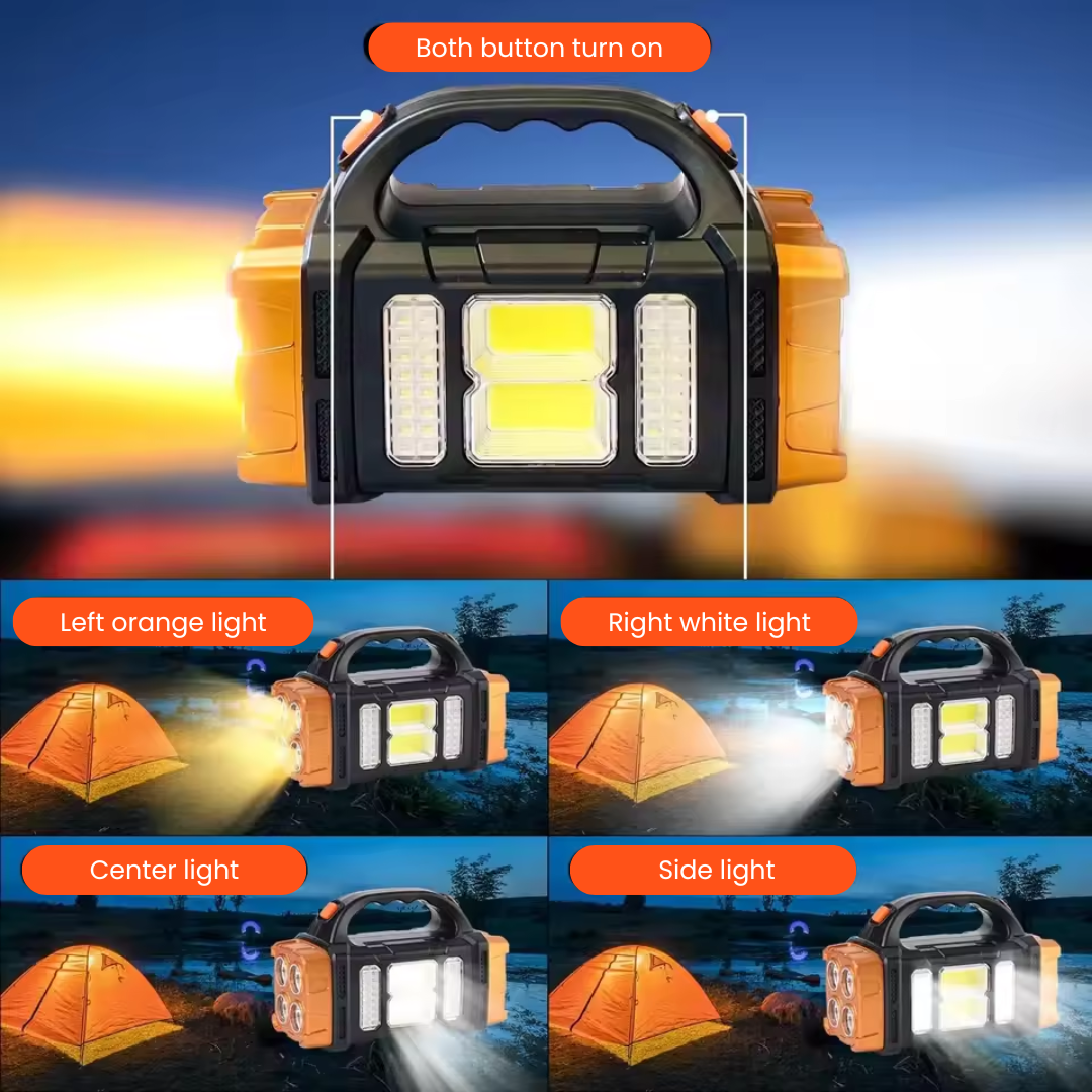 4-in-1 Emergency Flashlight – Solar Powered with Power Bank