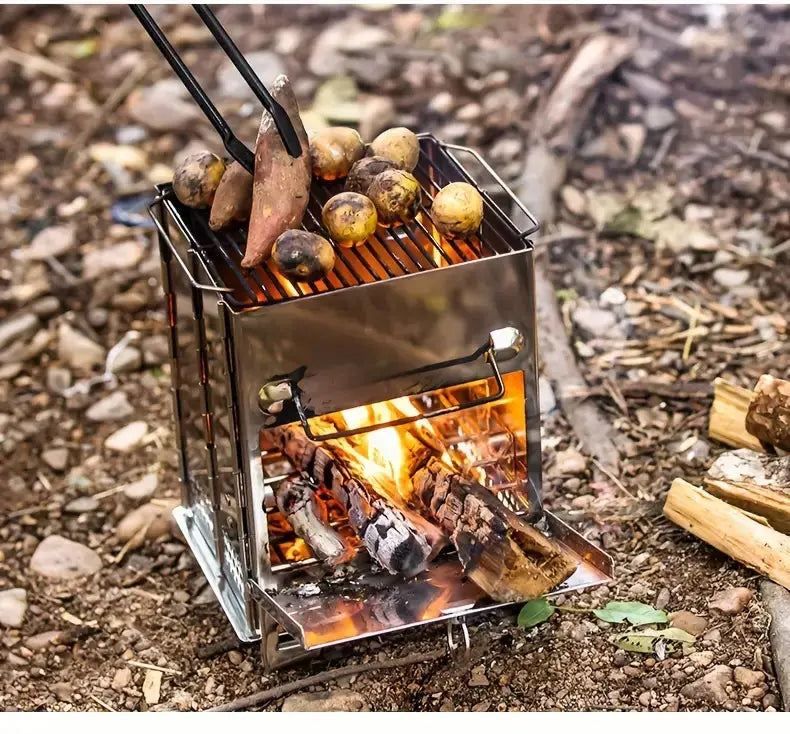 Foldable Stainless Steel Wood Stove – Perfect for Camping & Outdoor Adventures