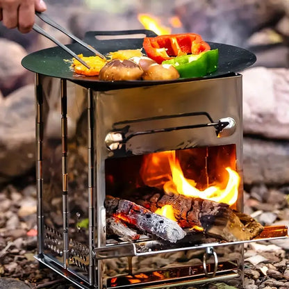 Foldable Stainless Steel Wood Stove – Perfect for Camping & Outdoor Adventures