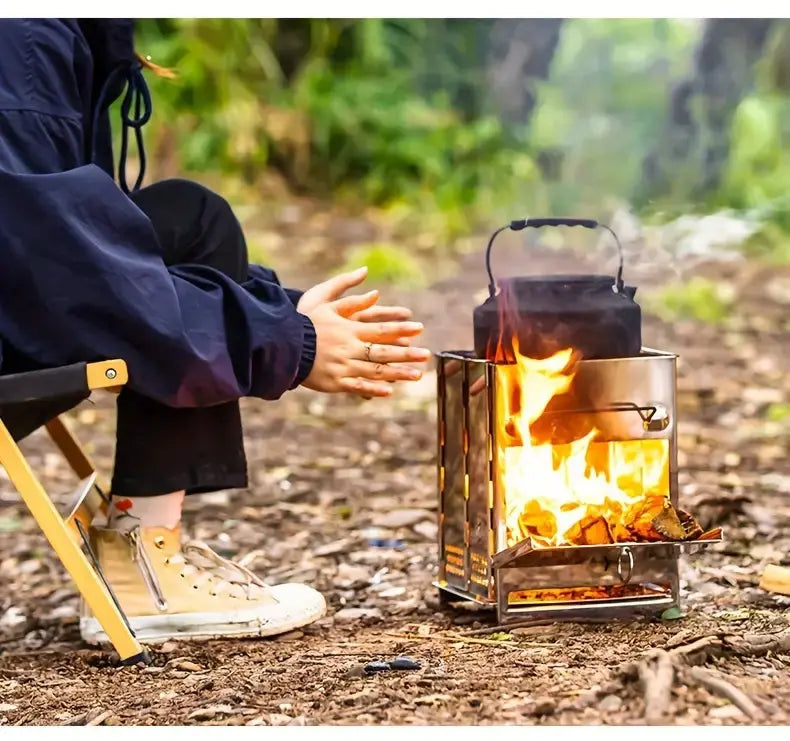 Foldable Stainless Steel Wood Stove – Perfect for Camping & Outdoor Adventures