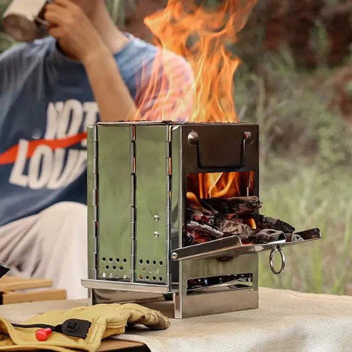 Foldable Stainless Steel Wood Stove – Perfect for Camping & Outdoor Adventures