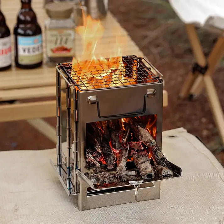 Foldable Stainless Steel Wood Stove – Perfect for Camping & Outdoor Adventures