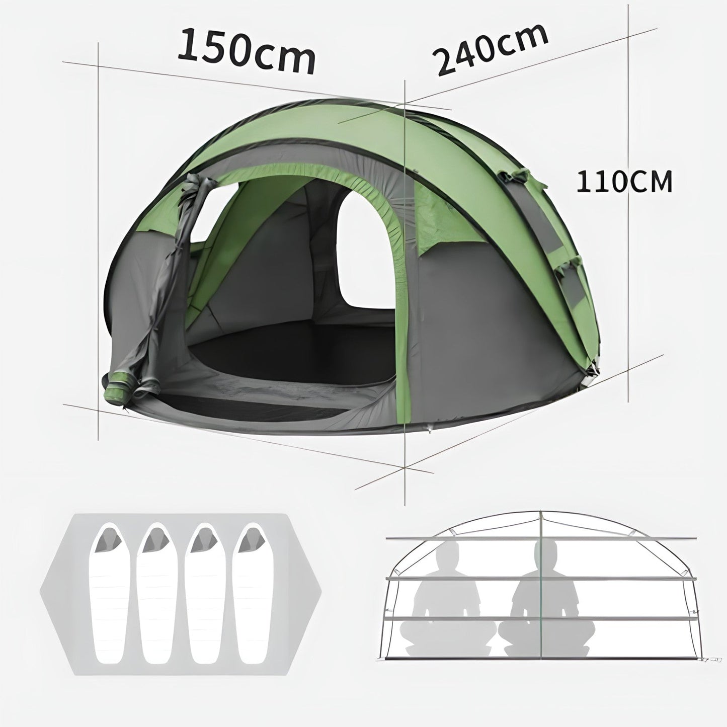 4-Person Instant Camping Tent - Waterproof, Lightweight & Easy Setup